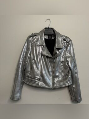 Zara TRF Silver Moto Jacket